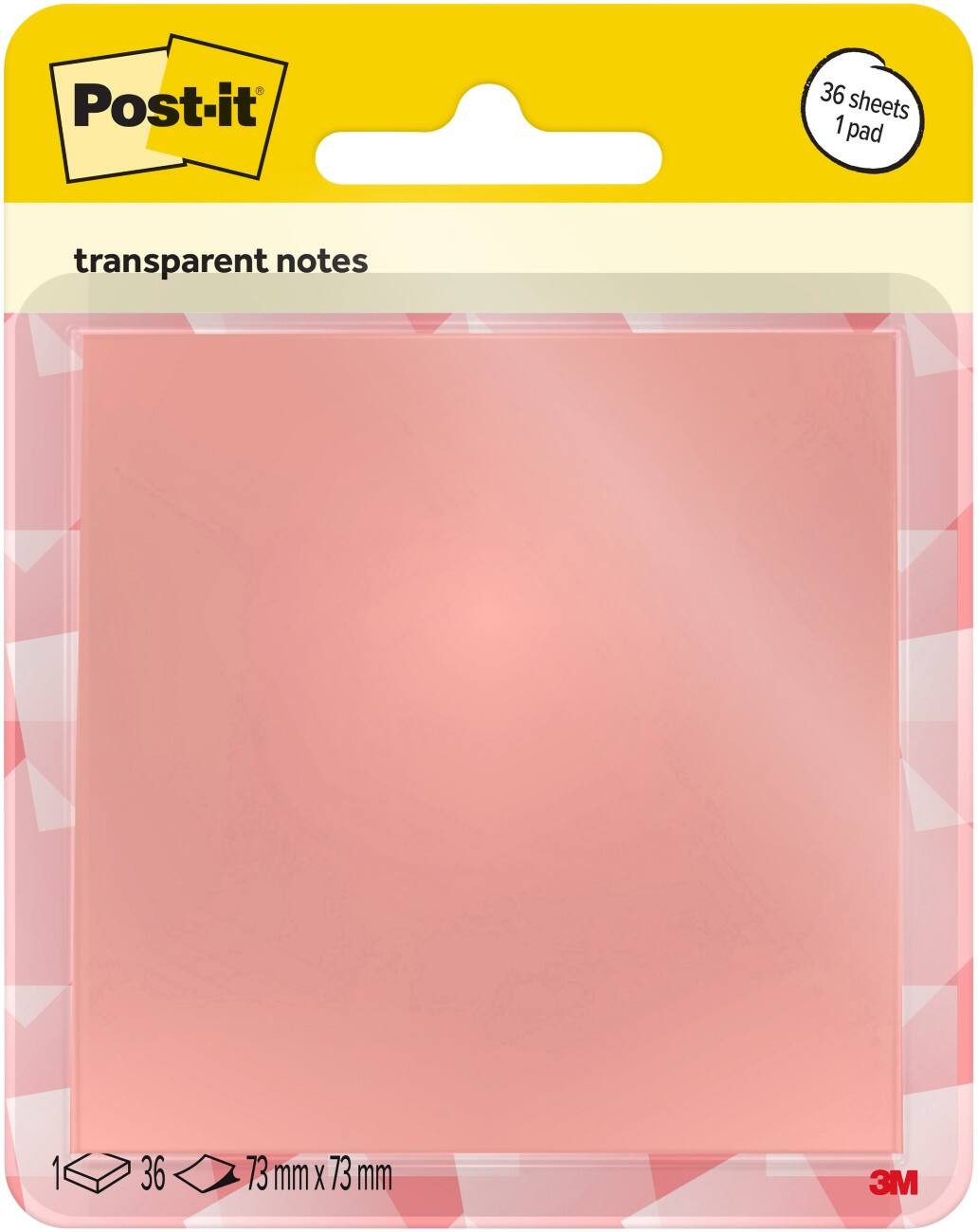 Post-it Sticky Notes Square 73 x 73 mm Transparent Pastel Orange