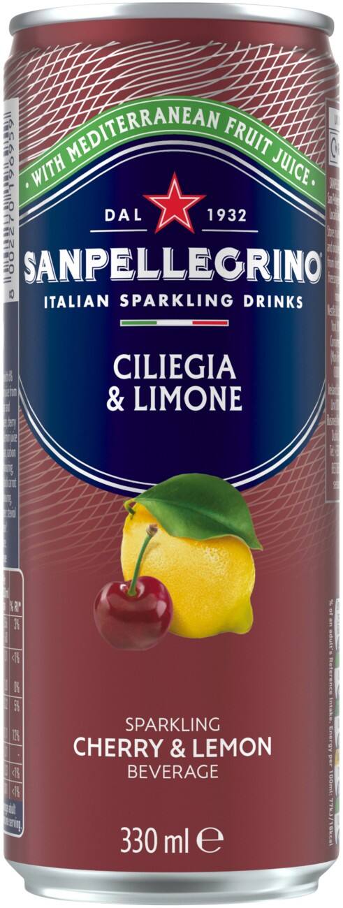 S.Pellegrino Soft Drink Cherry, Lemon Pack of 24 of 330 ml