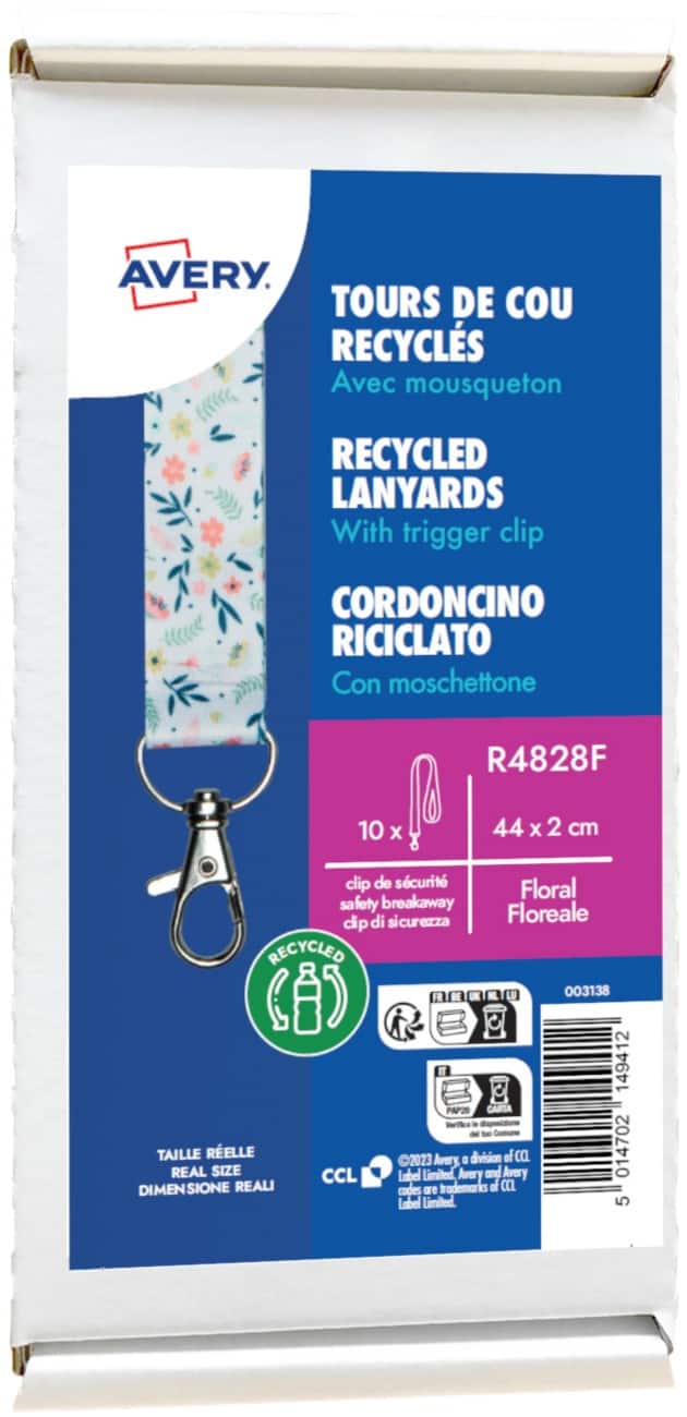 Avery Non-retractable Lanyard Clip 2 cm Multicolour Pack of 10