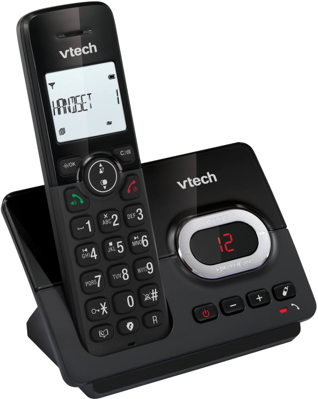 VTech CS2050 Single Digital Cordless Home Telephone with Answering Machine DECT Caller ID Black