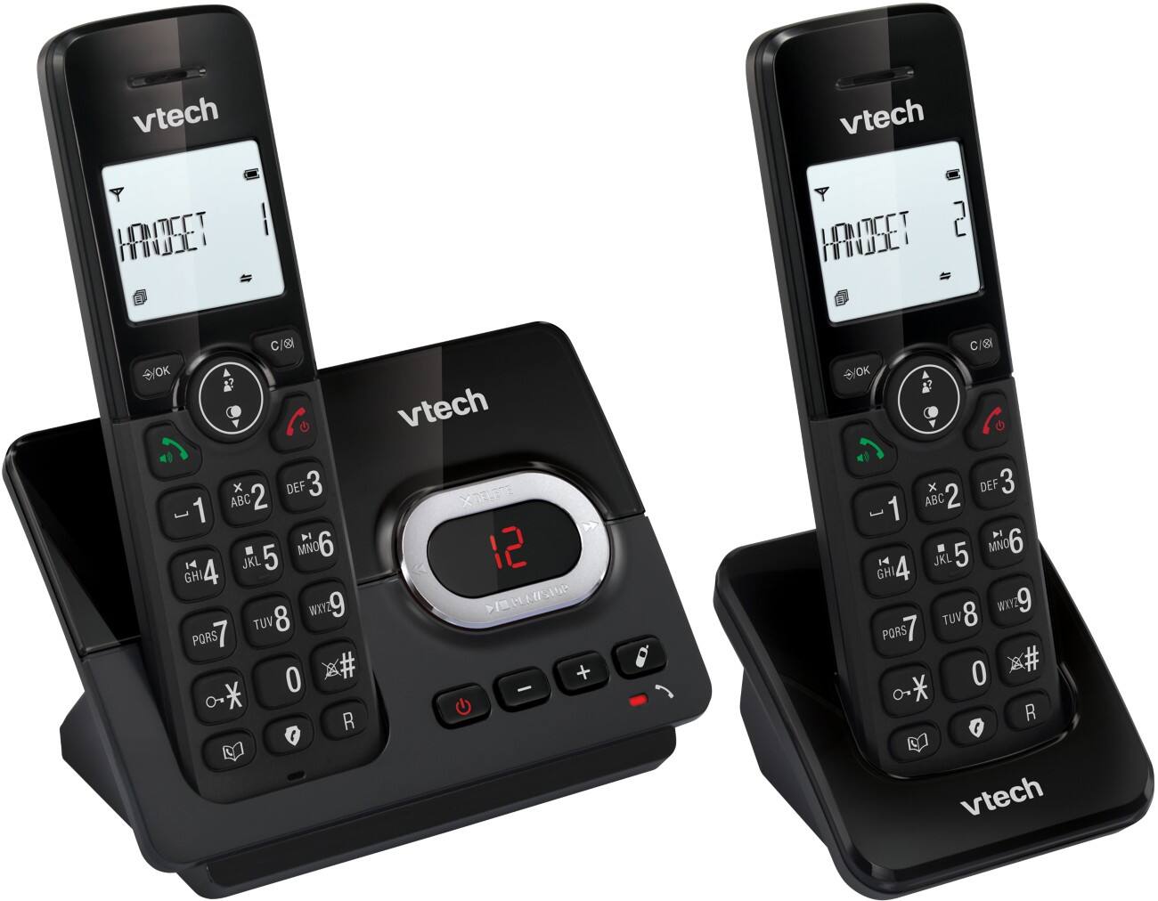 VTech CS2051 Twin Digital Cordless Home Telephone with Answering Machine DECT Caller ID Black
