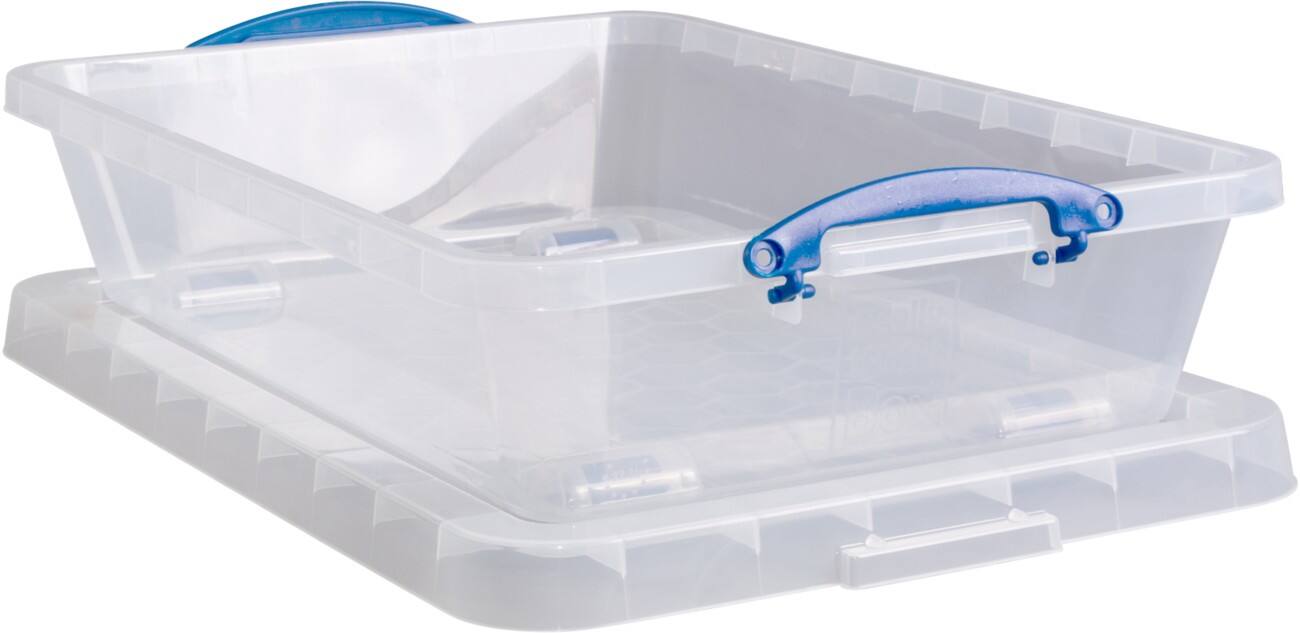 Really Useful Box Plastic Storage Box 33.3 L With Lid Transparent 46 x 72.5 x 18 cm Pack of 3