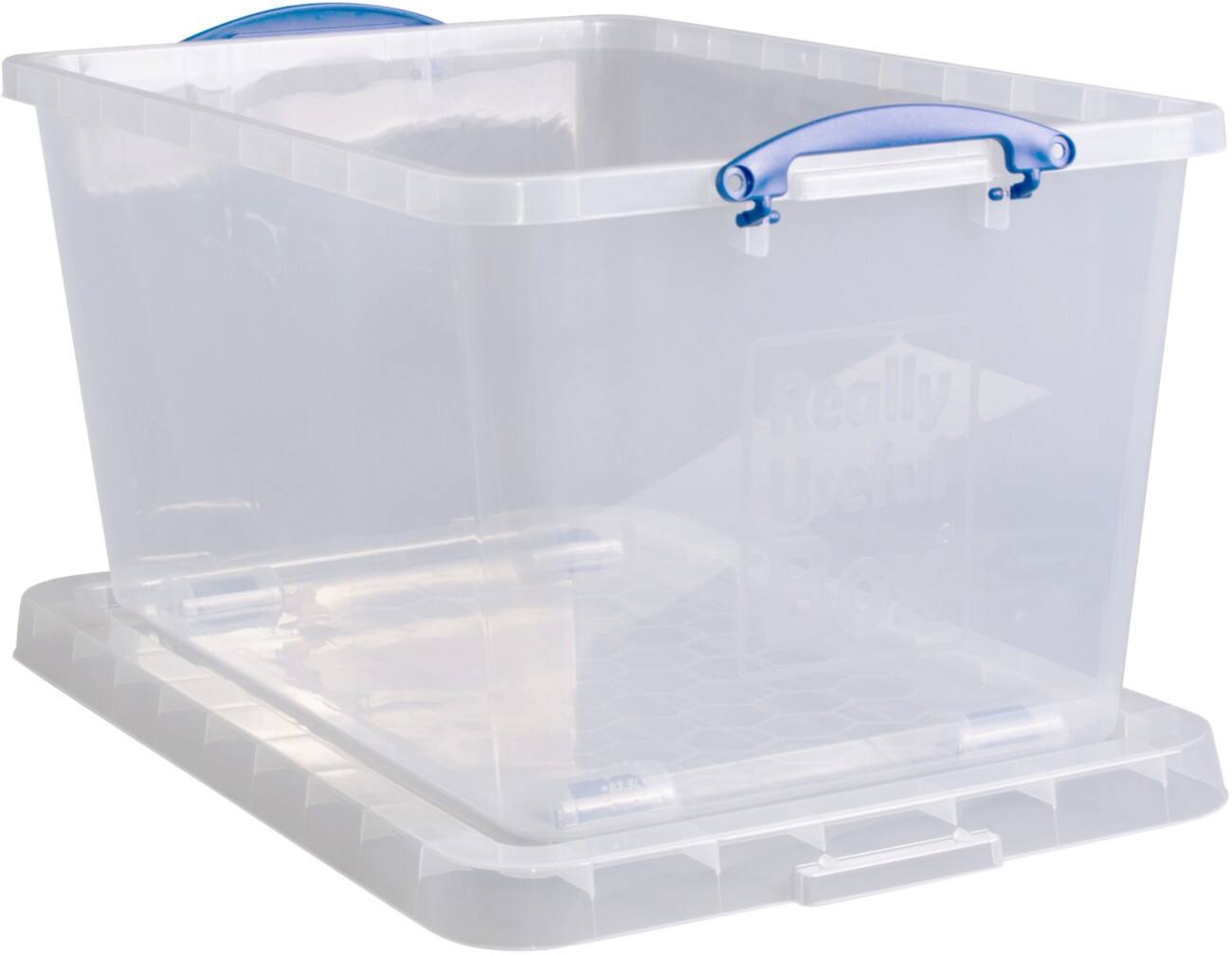 Really Useful Box Plastic Storage Box 83.5 L With Lid Transparent 46 x 72.5 x 38 cm Pack of 3