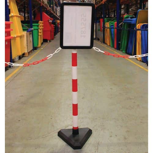 Chain Barrier Sign Holder Red White 402769 Plastic A4 Contrete