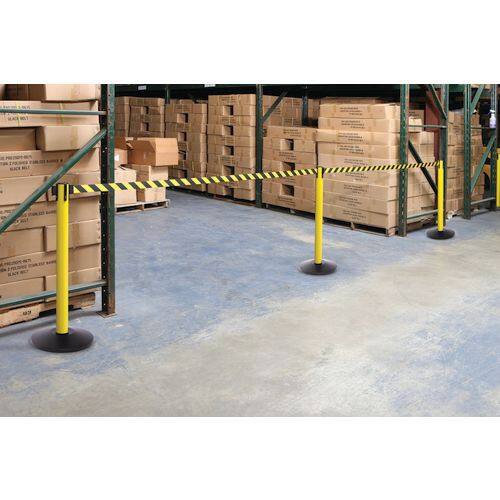 Freestanding Retractable Barrier Steel 101.5 cm Yellow, Black Pack of 2