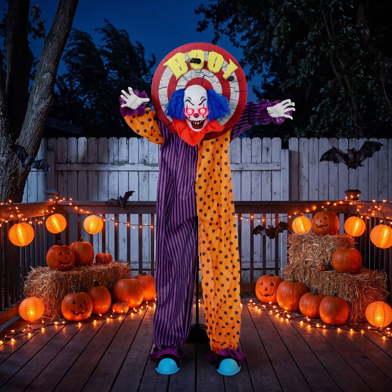 HOMCOM Halloween Decoration Clown Metal, Polyester Fibre Multicolour 167 cm