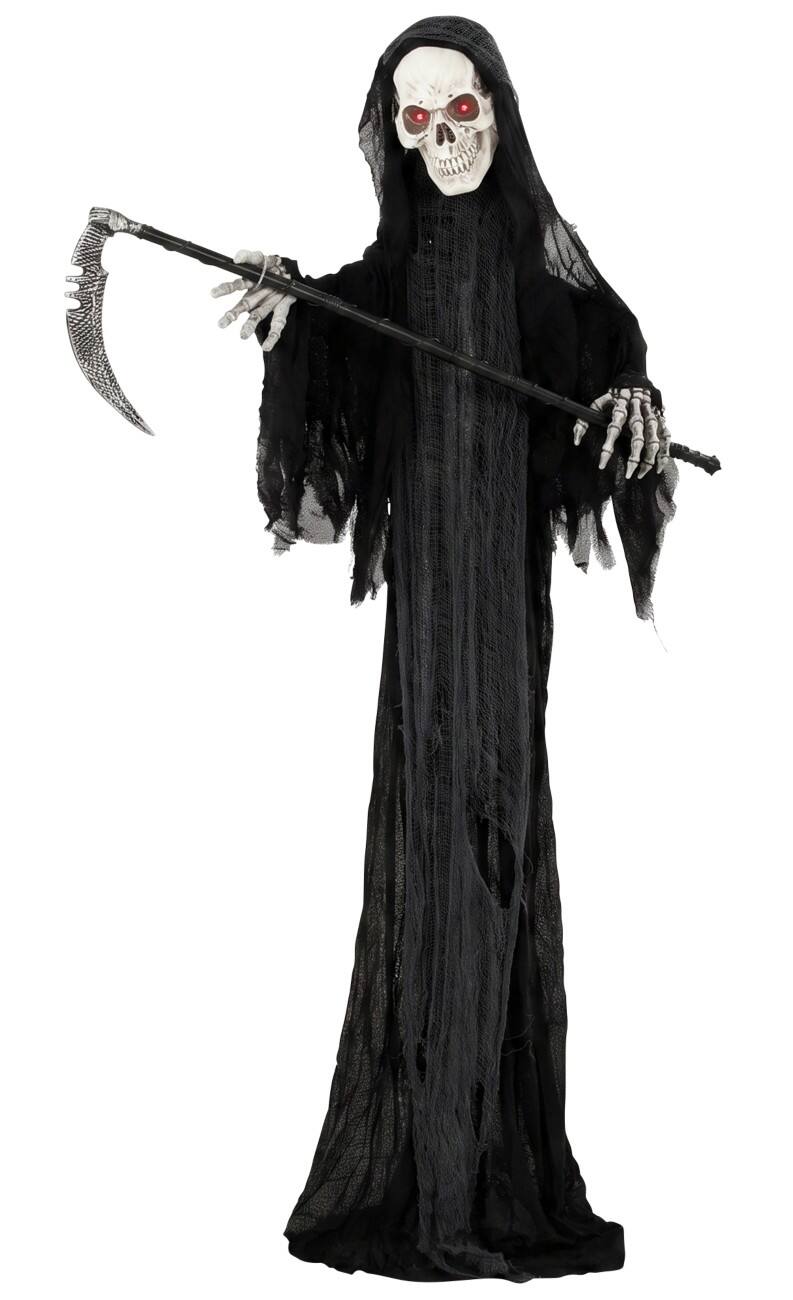 HOMCOM Halloween Decoration Grim Reaper Metal, Polyester Fibre Black 183 cm