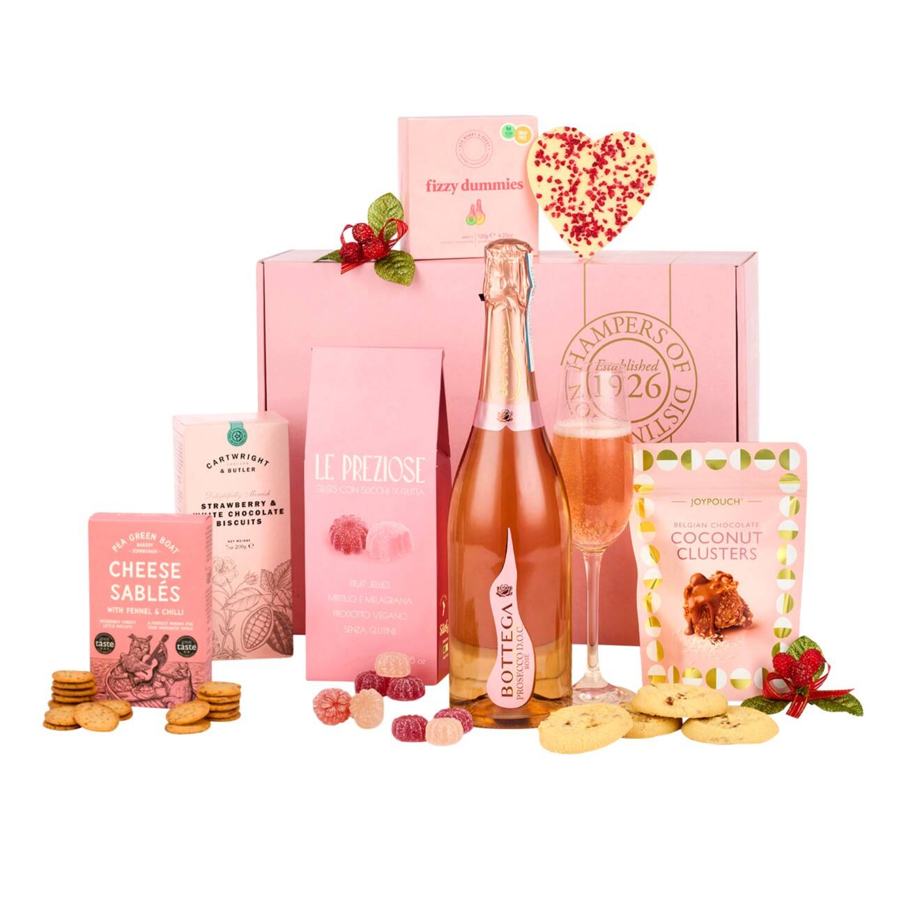 Hampers of Distinction Christmas Hamper Basket LUXURY ROSE PROSECCO GIFT BOX H26115