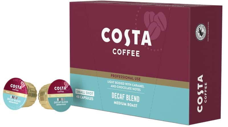 Costa Coffee Decaf Blend Medium Roast Small shot Podio Capsules Pack of 48 of 8.5 g
