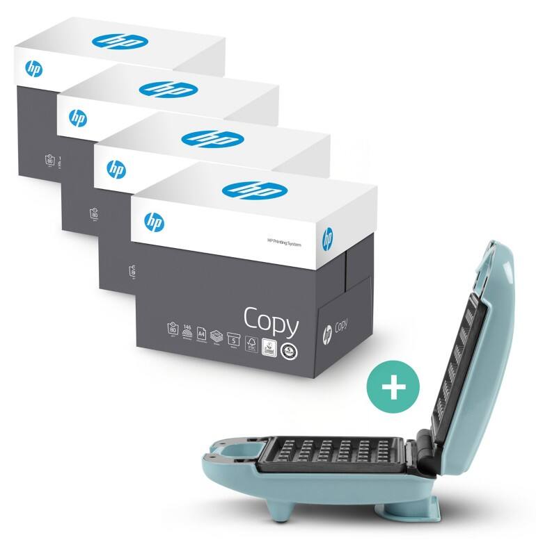 HP Copy A4 Printer Paper 80 gsm Matt White with 20 Reams of 500 Sheets + Giles & Posner 3-in-1 Snack & Waffle Maker