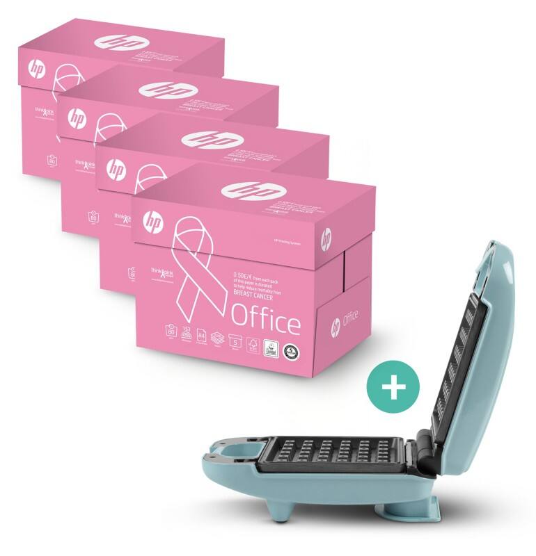 HP Office Pinkream A4 Printer Paper 20 Reams of 500 Sheets + Giles & Posner 3-in-1 Snack & Waffle Maker