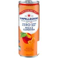 San Pellegrino Italian Sparkling Soft Drink Zero Peach & Clementine Can 330 ml Pack of 6
