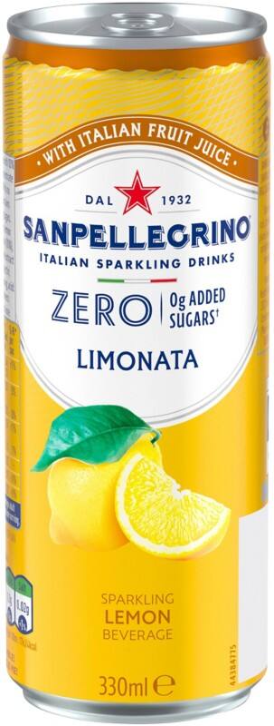 San Pellegrino Italian Sparkling Soft Drink Zero Limonata Can 330 ml Pack of 6