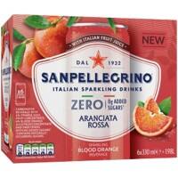 San Pellegrino Italian Sparkling Soft Drink Zero Blood Orange Can 330 ml Pack of 6