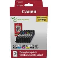 Canon 6117C004 Original Ink Cartridge Black, Pigment Black, Cyan, Magenta, Yellow, Grey And 50 Sheets of Glossy Photo Paper