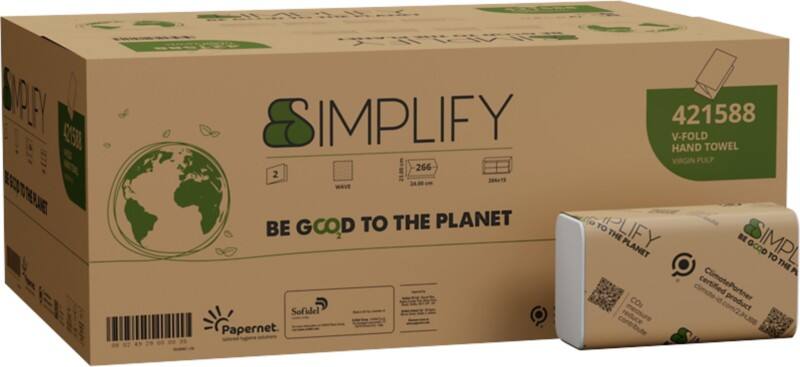 Papernet Simplify V-Fold Paper Hand Towels White 2 Ply 15 Packs of 200 sheets