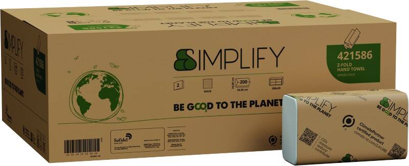 Papernet Simplify Z-Fold Paper Hand Towels White 2 Ply 20 Packs of 200 sheets
