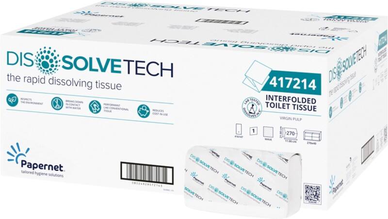 Papernet Dissolve Tech Toilet Paper 1 Ply White Pack of 270