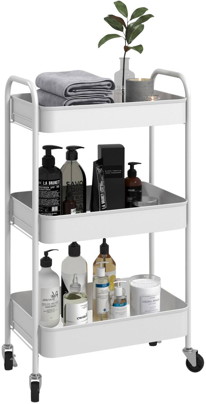 HOMCOM Kitchen Cart Steel 3 White 306 x 450 x 790 mm