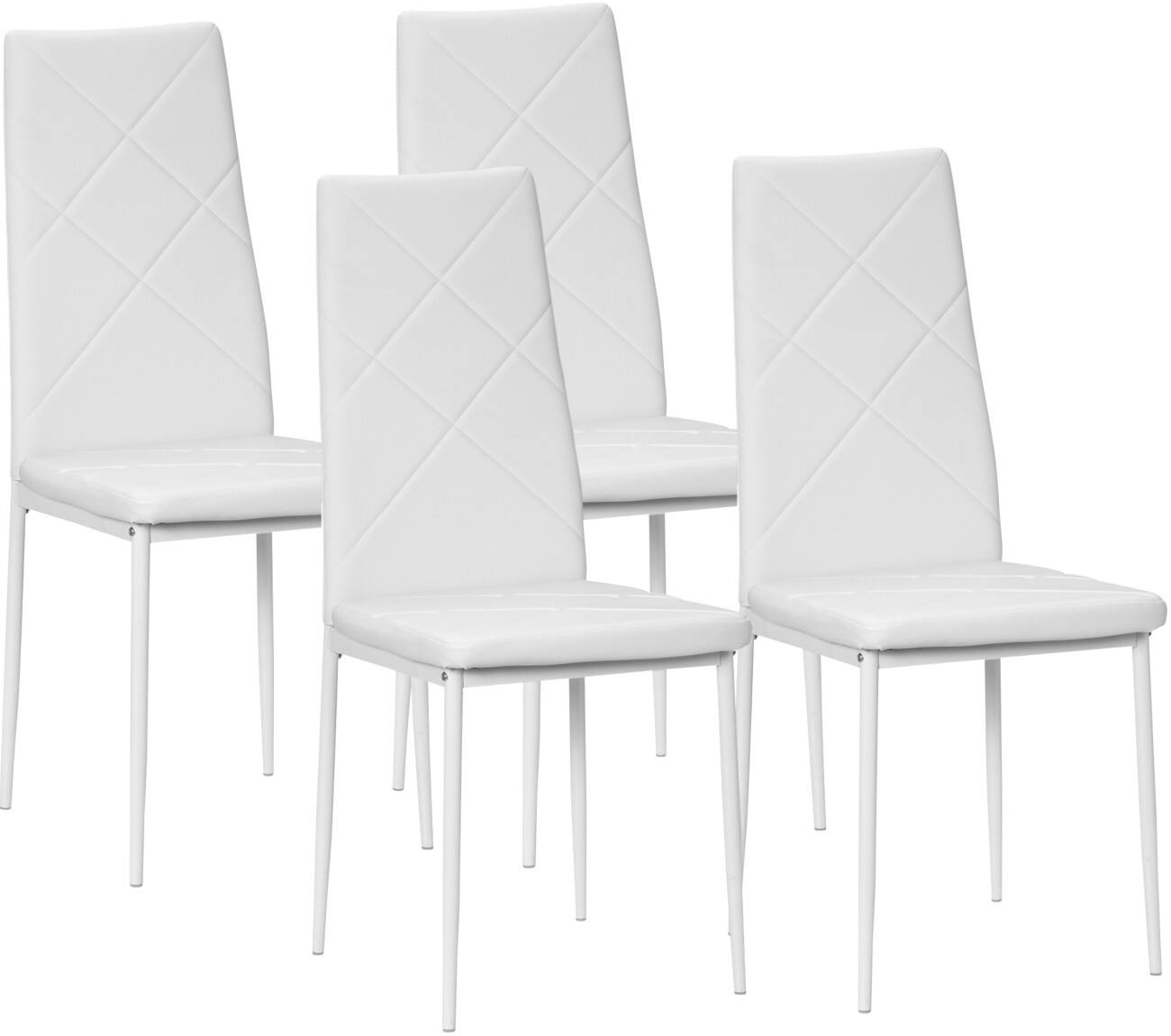HOMCOM Dining Chair 835-835V70WT Faux Leather, Foam, Steel White 835-835V70WT 4 Pieces