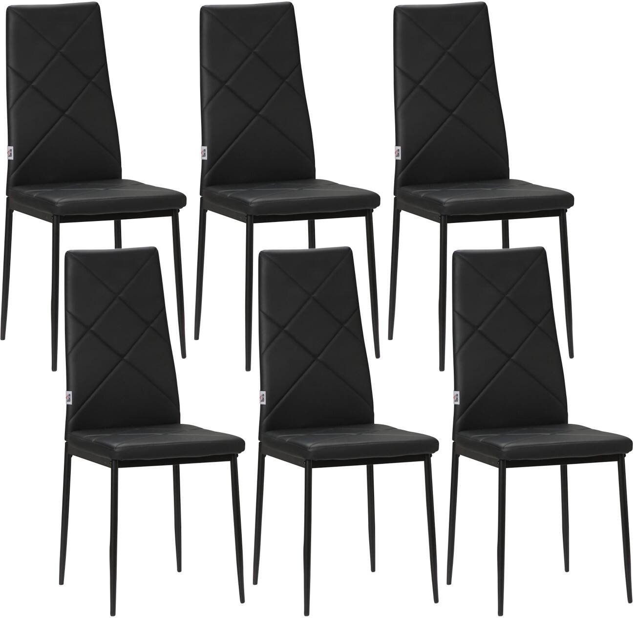 HOMCOM Dining Chair 835-835V72BK Faux Leather, Foam, Steel Black 835-835V72BK 6 Pieces