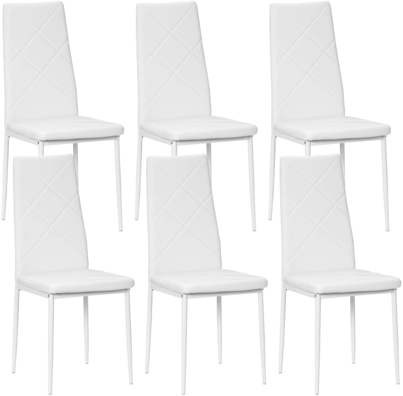 HOMCOM Dining Chair 835-835V72WT Faux Leather, Foam, Steel White 835-835V72WT 6 Pieces