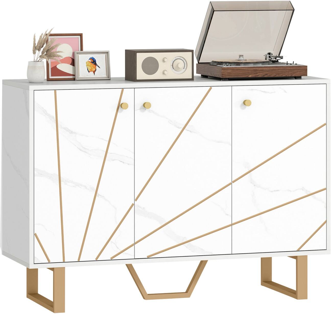 HOMCOM Sideboard 83B-029V00WT Particle Board 3 Doors 0 Drawers