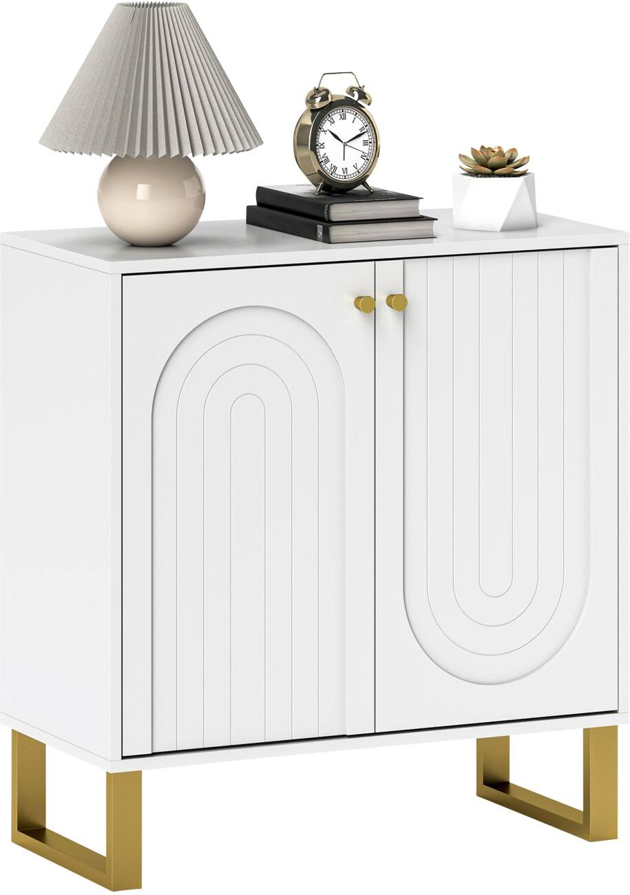 HOMCOM Sideboard 83B-282V80WT MDF (Medium-Density Fibreboard), Steel 2 Doors 1 Drawers