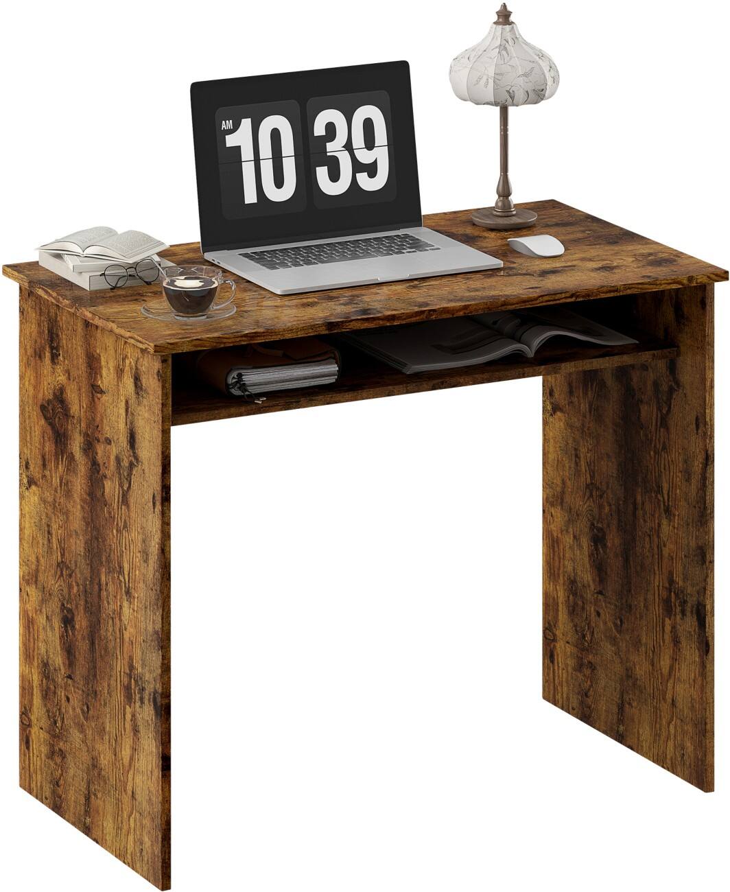 HOMCOM Writing Desk Computer Desk Rectangular Rustic Brown 0 Drawers 500 (W) x 900 (D) x 740 (H) mm Particle Board