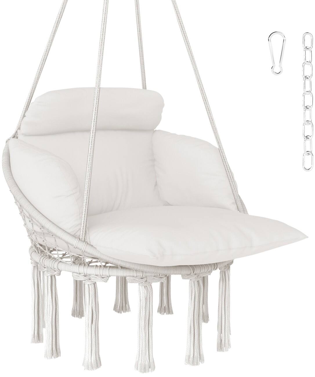 OutSunny Swing Chair Steel, Cotton Cream Outdoor