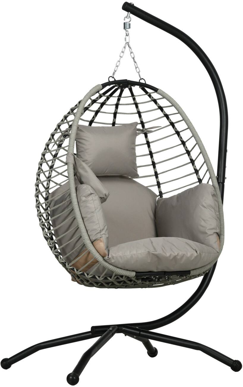 OutSunny Swing Chair Steel, PL (Polyester) 1,100 x 1,000 x 1,880 mm Grey Outdoor
