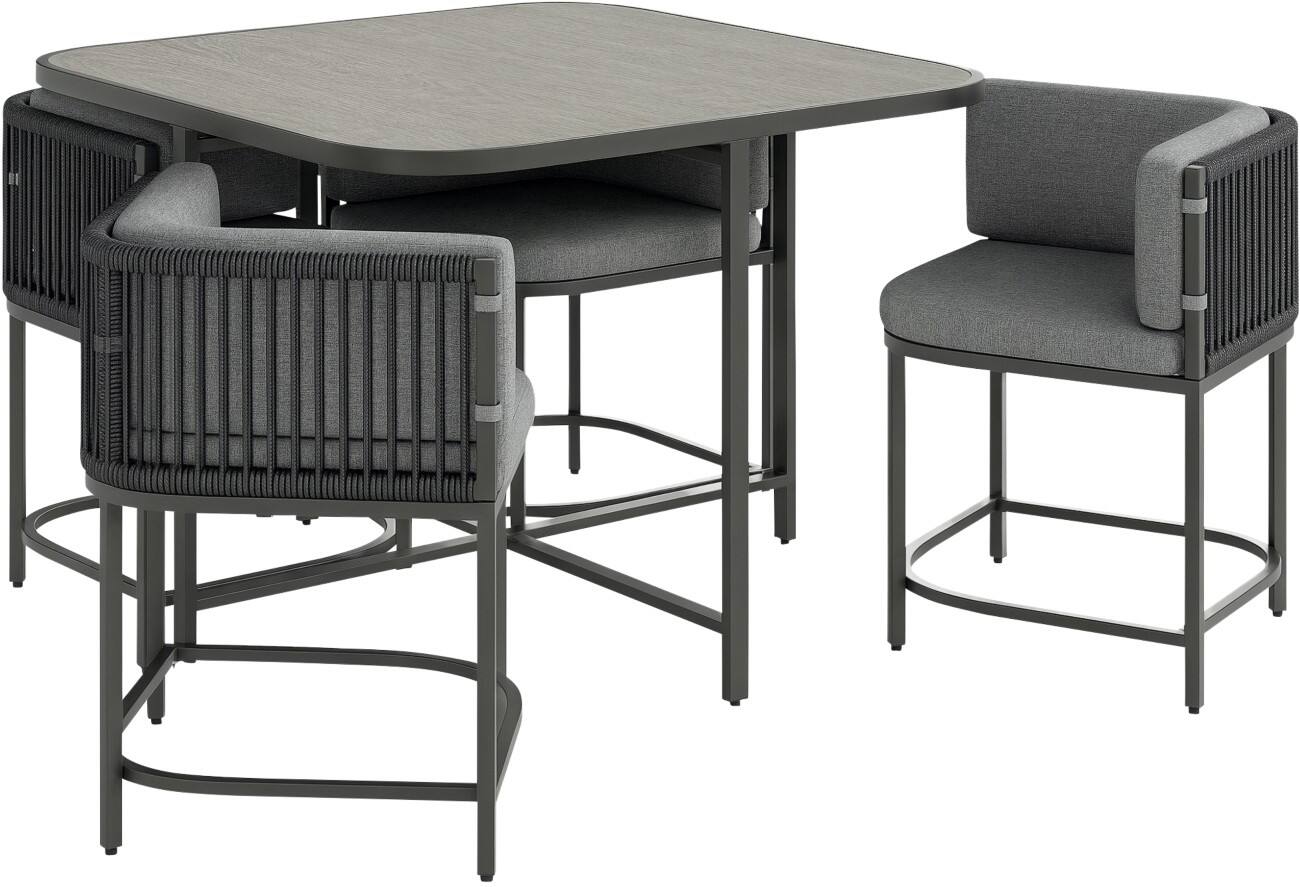 OutSunny Garden Furniture Set Steel, PE Rattan, PL (Polyester) Grey Outdoor 4 Pieces