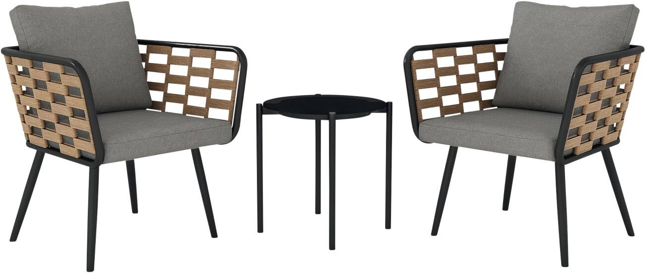 OutSunny Garden Furniture Set Steel, PE Rattan, PL (Polyester) Black Outdoor 3 Pieces