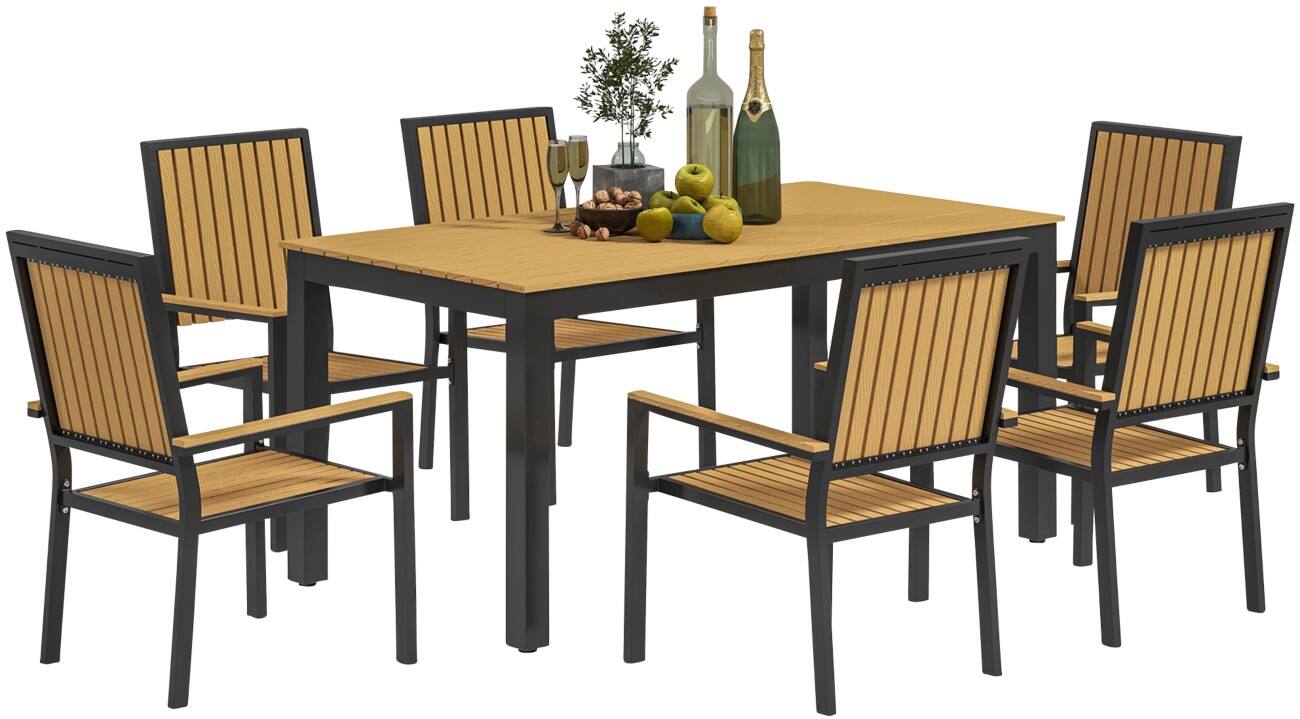 OutSunny Garden Furniture Set Aluminium, Plastic Brown Outdoor 6 Pieces