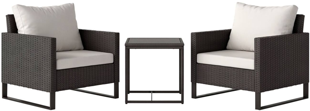 OutSunny Garden Furniture Set Steel, PE Rattan Brown Outdoor 3 Pieces