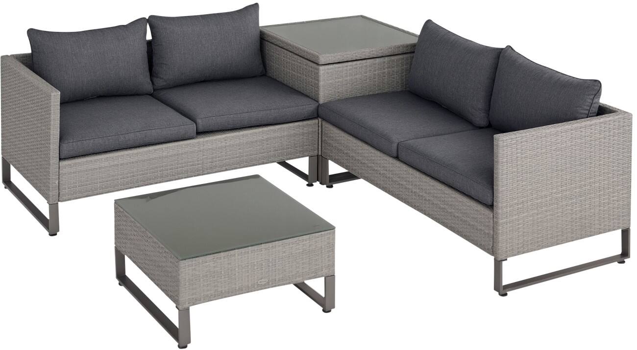 OutSunny Garden Furniture Set Metal, PL (Polyester), PE rattan Grey Outdoor 4 Pieces