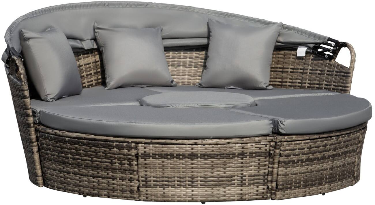 OutSunny Garden Furniture Set PE rattan, Metal Dark Grey, Grey Outdoor 6 Pieces