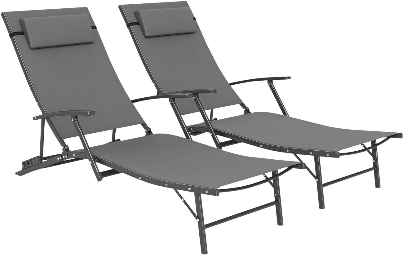 OutSunny Fabric Sun Lounger Grey 2 Pieces