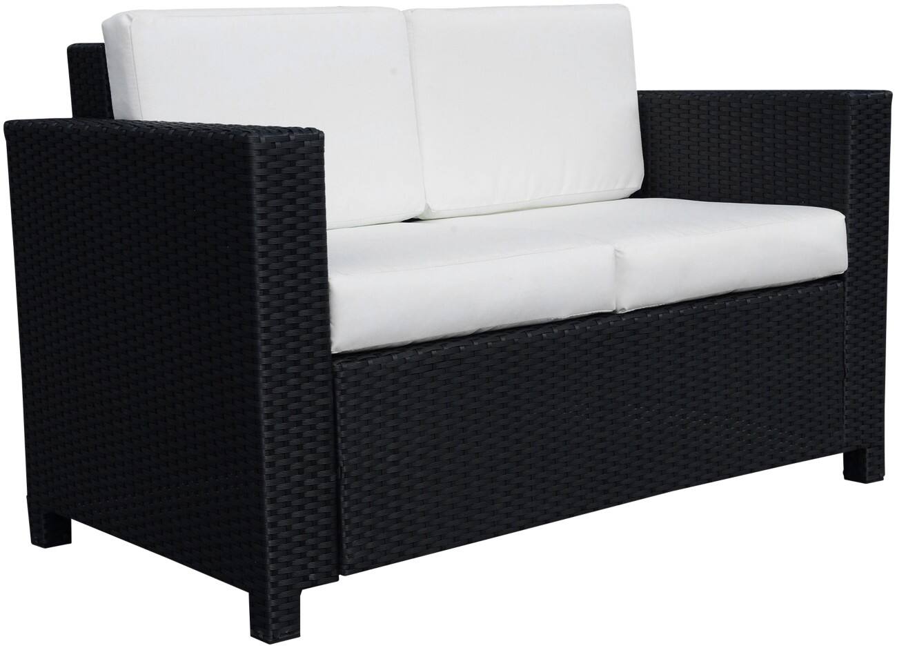 OutSunny Sofa 1,300 x 700 x 800 mm Steel, PE Rattan, PL (Polyester) Black Outdoor