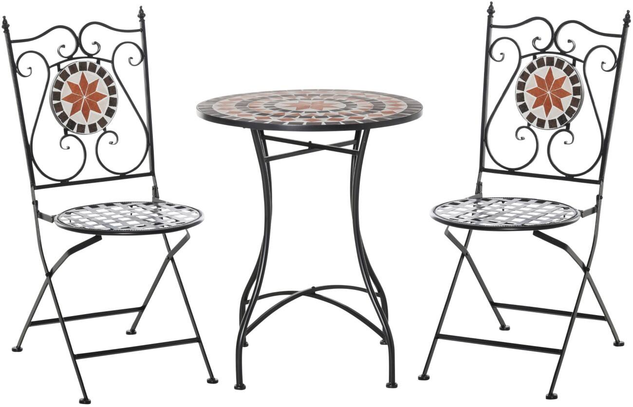 OutSunny Garden Furniture Set Metal Black Outdoor 3 Pieces