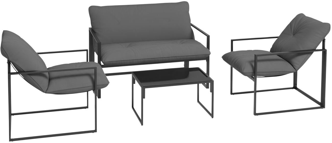 OutSunny Garden Furniture Set Steel, PL (Polyester) Grey Outdoor 4 Pieces