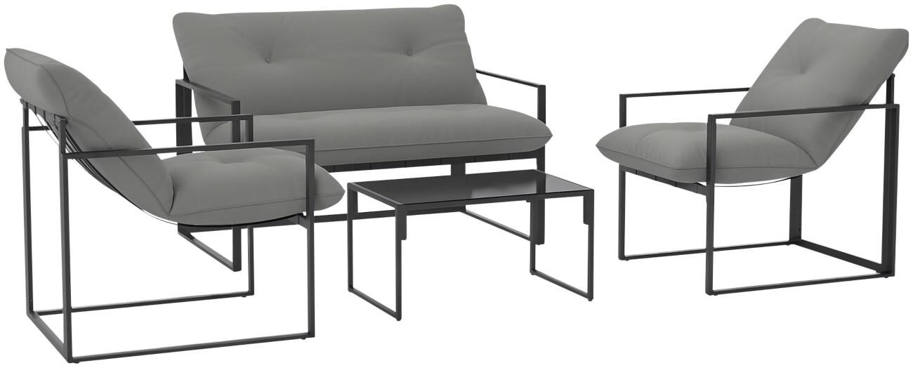 OutSunny Garden Furniture Set Steel, PL (Polyester) Grey Outdoor 4 Pieces