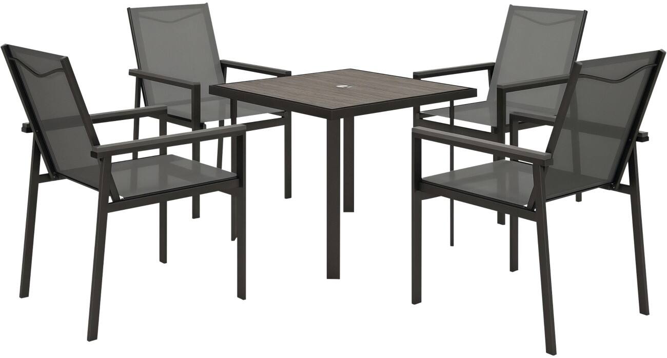 OutSunny Garden Furniture Set Steel, Mesh Grey Outdoor 5 Pieces