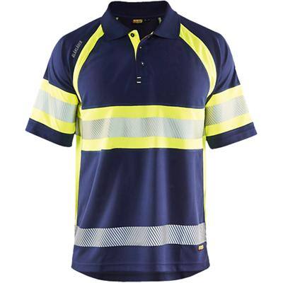 BLÅKLÄDER Polo Shirt 33381051 PL (Polyester) Navy Blue, Yellow Size XS