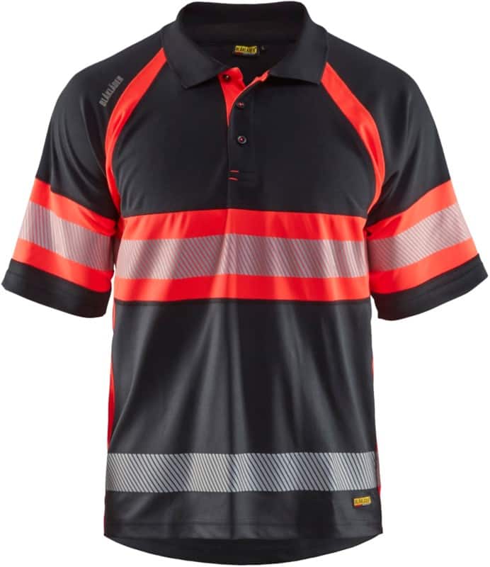 BLÅKLÄDER Polo Shirt 33381051 PL (Polyester) Black, Red Size 4XL