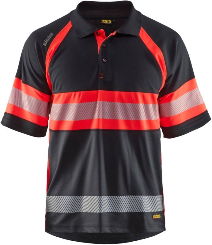 BLÅKLÄDER Polo Shirt 33381051 PL (Polyester) Black, Red Size XL