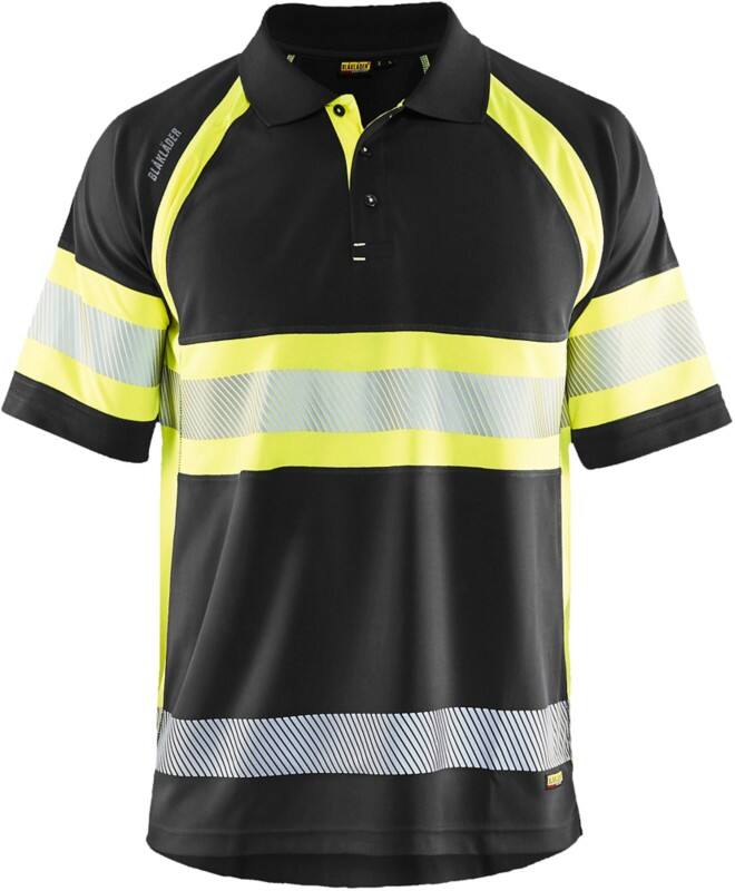 BLÅKLÄDER Polo Shirt 33381051 PL (Polyester) Black, Yellow Size 5XL