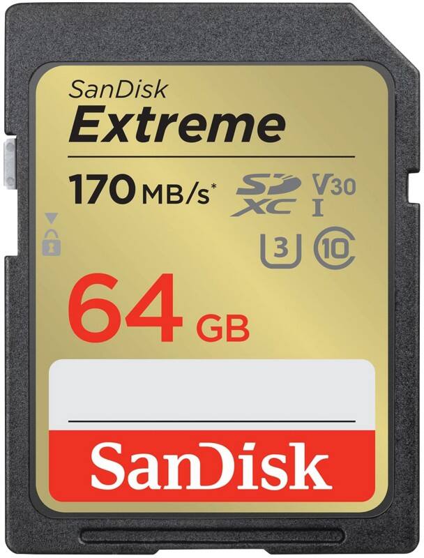 SanDisk Extreme SDXC Card 64 GB Black, Gold