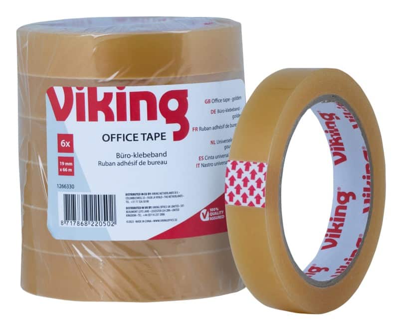 Viking Office Tape Universal Transparent 18 mm (W) x 66 m (L) Polypropylene High Noise 6 Rolls of 66 m