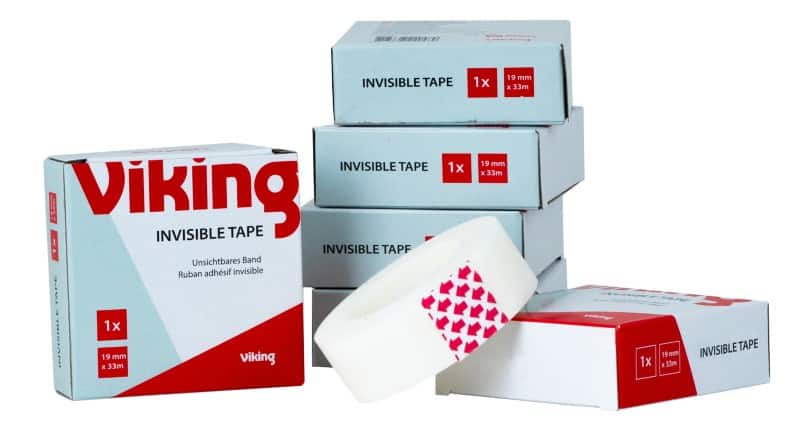 Viking Office Tape Invisible Transparent 19 mm (W) x 33 m (L) BOPP (Biaxially-Oriented Polypropylene) Film 33 m Pack of 6
